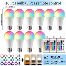 Ampoule LED RGB E27 10W avec Télécommande - Changement de Couleur
