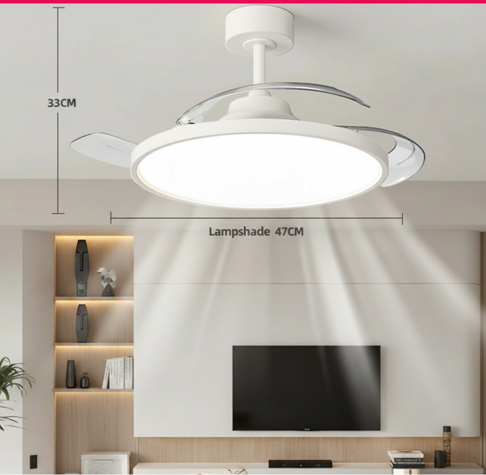 Ventilateur de Plafond Invisible LED – Moteur DC, Dimmable, APP & Télécommande, 42–48 pouces
