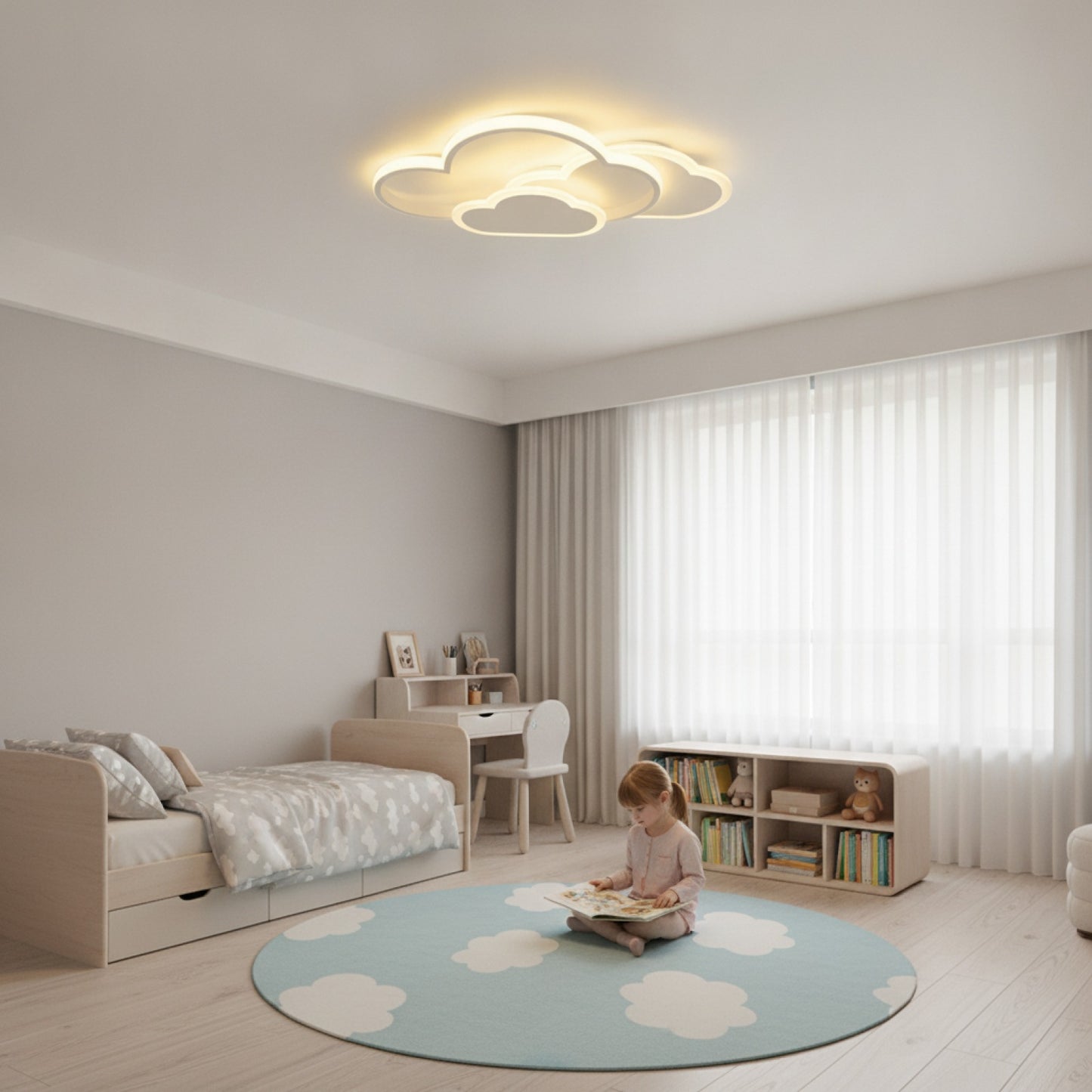 Plafonnier LED Nuage Moderne 3 Couleurs - Acrylique Salon, Chambre, Enfant (52x31cm)