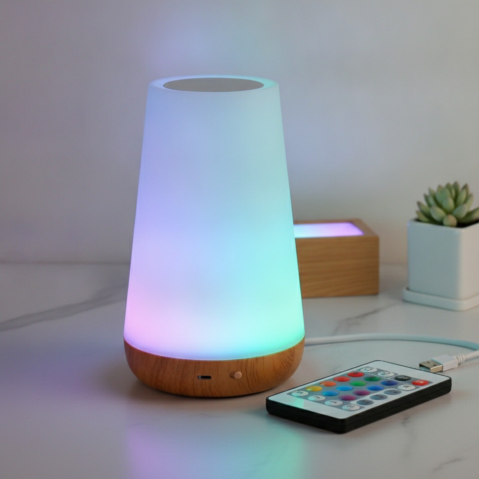 Veilleuse LED RGB Rechargeable USB avec Télécommande - Lampe de Chevet Tactile à Intensité Variable
