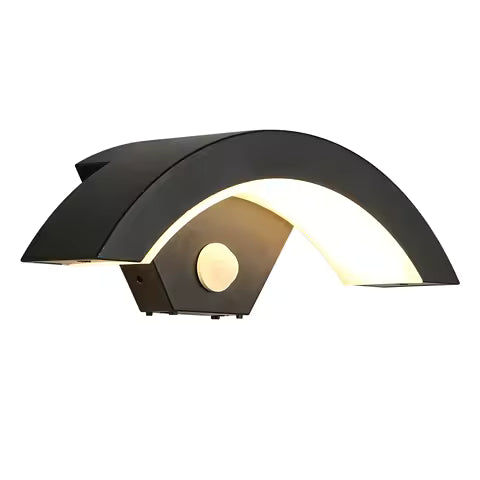 Applique Murale LED Moderne Noire 24W avec Capteur de Mouvement - Lumière Chaude 3000K pour Extérieur et Couloir