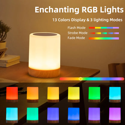 Lampe de Chevet Tactile RVB Rechargeable - Veilleuse LED 16 Couleurs Dimmable