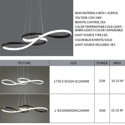 Plafonnier LED Nordique – Ìlot Cuisine & Salle à Manger, Dimmable, Télécommande