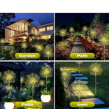 Lumière Solaire Feu d'Artifice LED – 60 LED, Décoration Jardin, IP64
