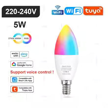 Ampoule LED Intelligente Tuya E14/GU10, RVB, WiFi/Zigbee/Bluetooth, Dimmable, Compatible Alexa & Google