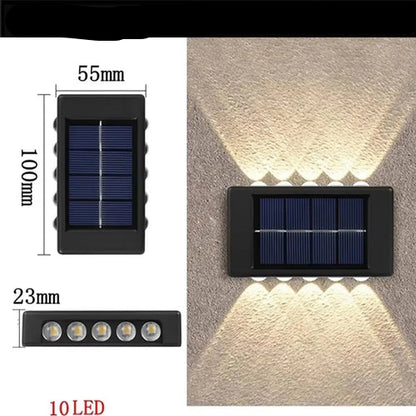 Applique Solaire Murale Extérieure – Éclairage Haut & Bas, Lumière Chaude, IP65