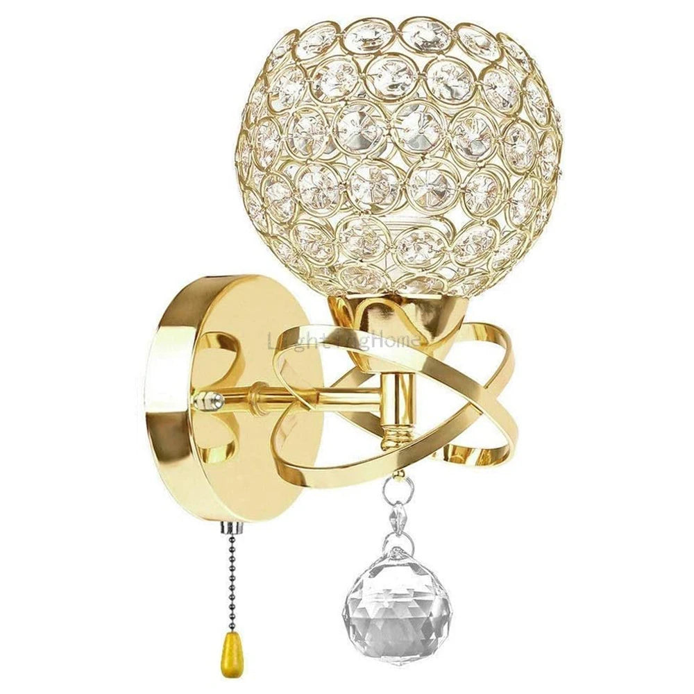 Applique Murale Cristal E14 – Style Moderne & Rétro, Or ou Argent