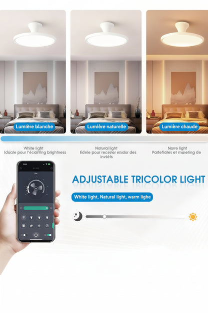 Ventilateur de Plafond Invisible LED – Moteur DC, Dimmable, APP & Télécommande, 42–48 pouces
