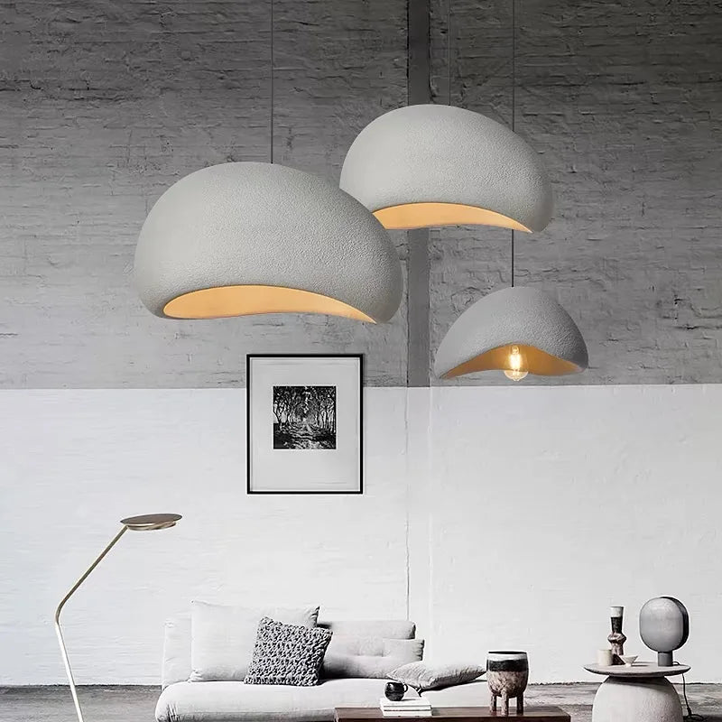 Plafonnier LED Wabi-Sabi Nordique – Sculpté à la Main, Blanc ou Gris, 30 à 60 cm