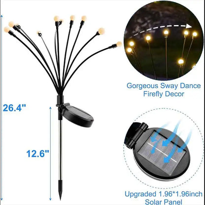 Lumière Solaire Luciole Jardin – 10 LED, Branches Flexibles, IP65, Allumage Automatique