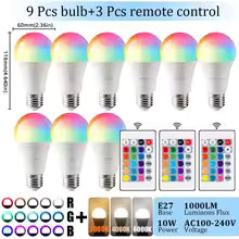 Ampoule LED RGB E27 10W avec Télécommande - Changement de Couleur