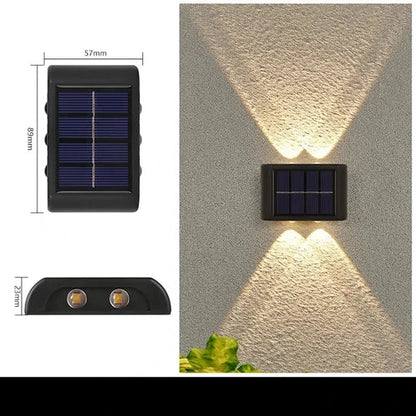 Applique Solaire Murale Extérieure – Éclairage Haut & Bas, Lumière Chaude, IP65
