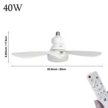 Ventilateur de Plafond LED avec Télécommande et Lumière E27 - 24-80W