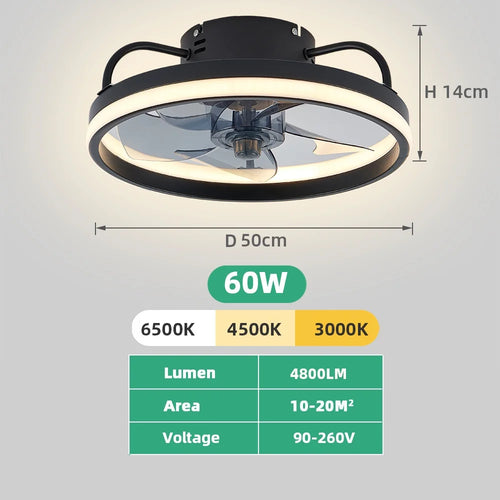 Ventilateur de Plafond LED Dimmable – Silencieux, 6 Modes, Télécommande, Réversible