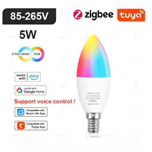 Ampoule LED Intelligente Tuya E14/GU10, RVB, WiFi/Zigbee/Bluetooth, Dimmable, Compatible Alexa & Google