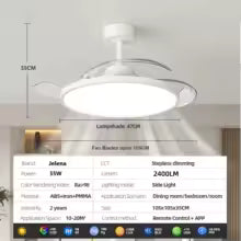 Plafonnier LED Jelena avec Ventilateur Rétractable Intelligent - 42 Pouces