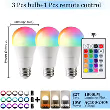 Ampoule LED RGB E27 10W avec Télécommande - Changement de Couleur