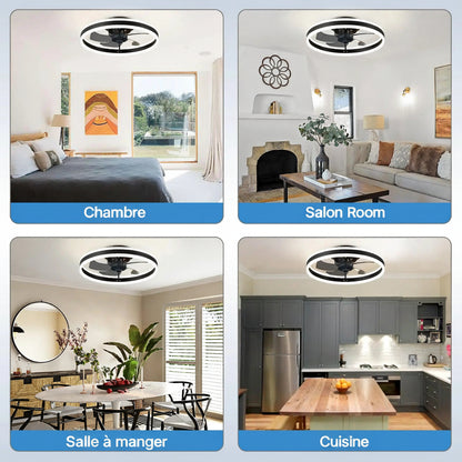 Ventilateur de Plafond LED Dimmable – Silencieux, 6 Modes, Télécommande, Réversible