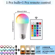 Ampoule LED RGB E27 10W avec Télécommande - Changement de Couleur