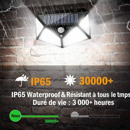 Applique Solaire Extérieure 100 LED – Détecteur de Mouvement PIR, 270°