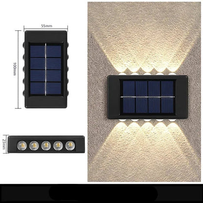 Applique Solaire Murale Extérieure – Éclairage Haut & Bas, Lumière Chaude, IP65