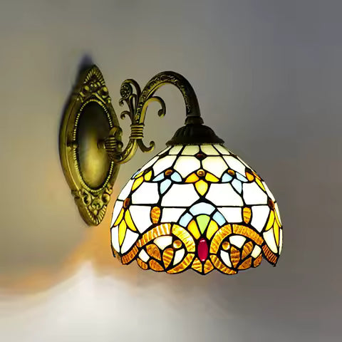 Applique Murale Vintage Tiffany - Lampe Dôme Faite Main pour Salon, Escalier, Chambre