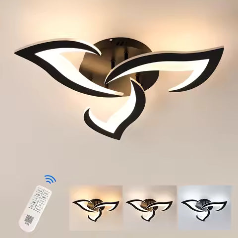 Plafonnier LED Dimmable 35W avec Télécommande - Design Acrylique Noir, Température de Couleur Ajustable 3000K-6500K
