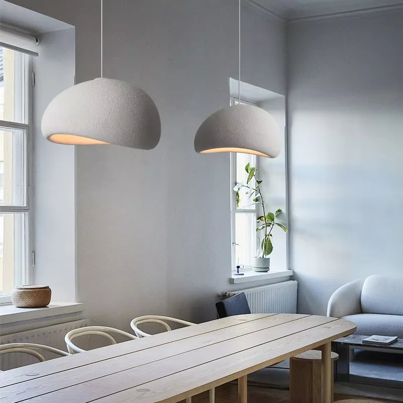 Plafonnier LED Wabi-Sabi Nordique – Sculpté à la Main, Blanc ou Gris, 30 à 60 cm