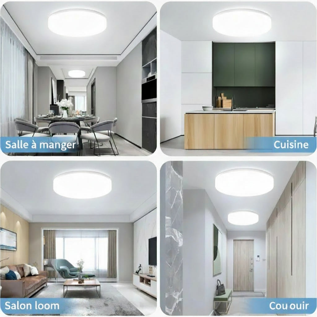 Plafonnier LED Ultra-Plat Rond – 18W à 48W, 3 Températures, 15 à 30 cm