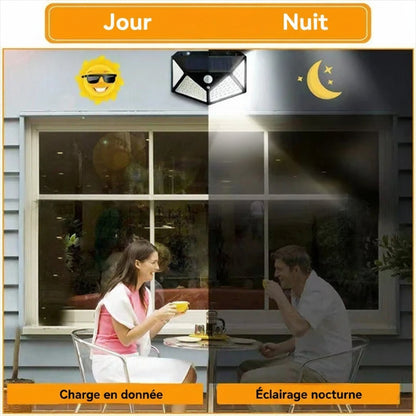 Applique Solaire Extérieure 100 LED – Détecteur de Mouvement PIR, 270°