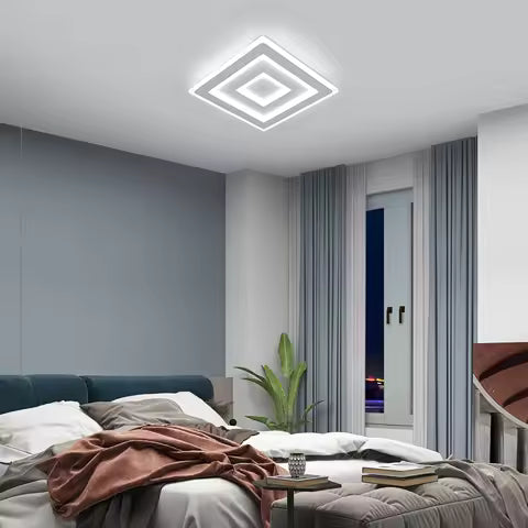 Plafonnier LED Carré Blanc Froid 42W - Design Moderne pour Salon & Chambre