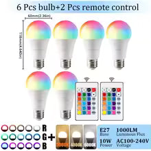Ampoule LED RGB E27 10W avec Télécommande - Changement de Couleur