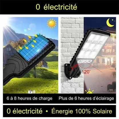 Projecteur Solaire LED Extérieur – Détecteur PIR, 3 Modes, Télécommande, IP65