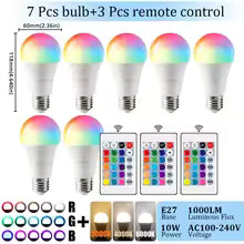 Ampoule LED RGB E27 10W avec Télécommande - Changement de Couleur