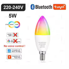 Ampoule LED Intelligente Tuya E14/GU10, RVB, WiFi/Zigbee/Bluetooth, Dimmable, Compatible Alexa & Google