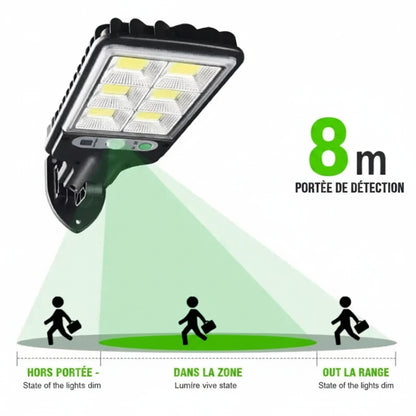 Projecteur Solaire LED Extérieur – Détecteur PIR, 3 Modes, Télécommande, IP65