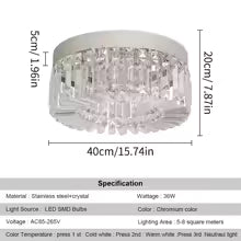 Plafonnier LED Luxe en Cristal Doré ou Argenté - Diamètres 40/50 cm