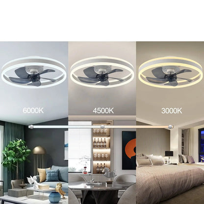 Ventilateur de Plafond LED Dimmable – Silencieux, 6 Modes, Télécommande, Réversible