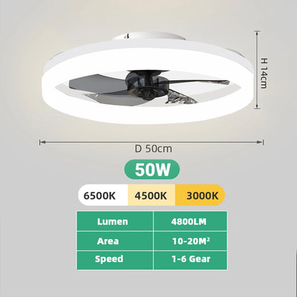 Ventilateur de Plafond LED Dimmable – Silencieux, 6 Modes, Télécommande, Réversible