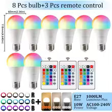 Ampoule LED RGB E27 10W avec Télécommande - Changement de Couleur