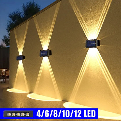 Applique Solaire Murale Extérieure – Éclairage Haut & Bas, Lumière Chaude, IP65