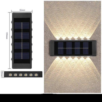 Applique Solaire Murale Extérieure – Éclairage Haut & Bas, Lumière Chaude, IP65