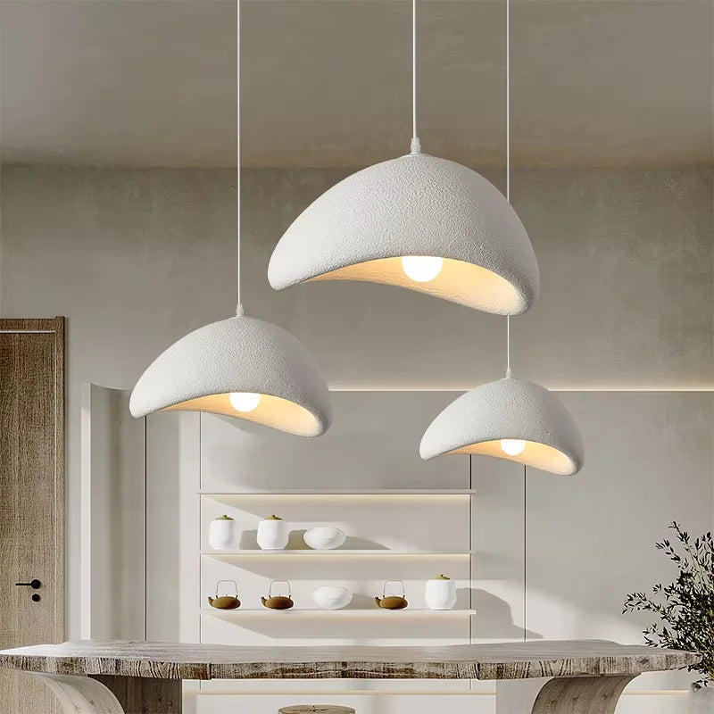 Plafonnier LED Wabi-Sabi Nordique – Sculpté à la Main, Blanc ou Gris, 30 à 60 cm