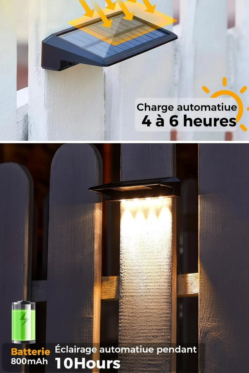 Pack 2 Spots Solaires Muraux LED – Clôture & Jardin, IP65, Allumage Automatique
