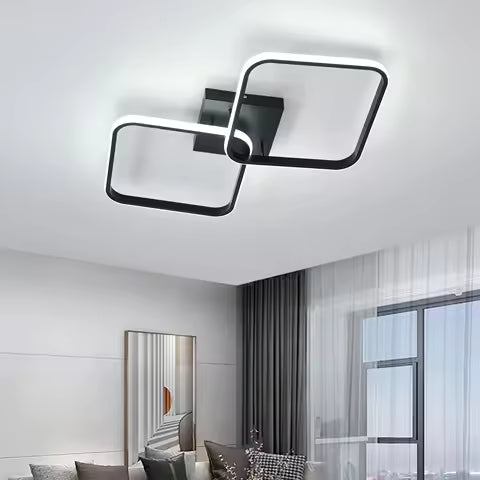 Plafonnier LED Carré Noir 42W - Design Moderne 54cm Blanc Froid