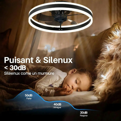 Ventilateur de Plafond LED Dimmable – Silencieux, 6 Modes, Télécommande, Réversible