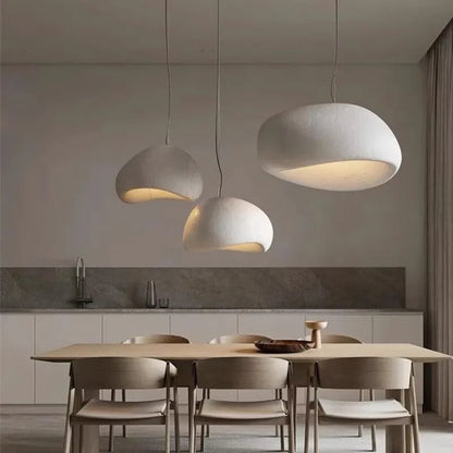 Plafonnier LED Wabi-Sabi Nordique – Sculpté à la Main, Blanc ou Gris, 30 à 60 cm