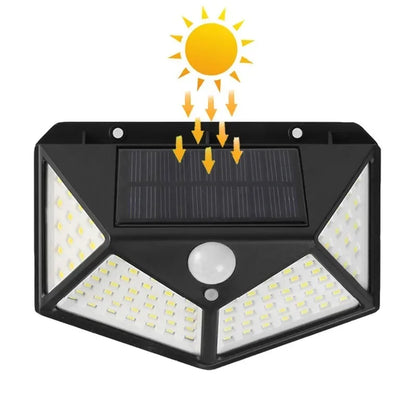 Applique Solaire Extérieure LED – Détection de Mouvement, 4 Faces, Étanche