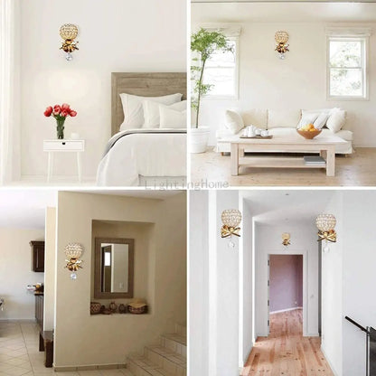 Applique Murale Cristal E14 – Style Moderne & Rétro, Or ou Argent