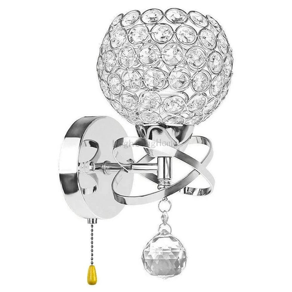 Applique Murale Cristal E14 – Style Moderne & Rétro, Or ou Argent